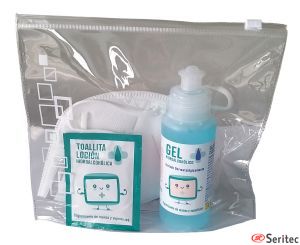 Set prevención con mascarilla KN95, gel 100 ml. y toallitas hidroalcohólicas