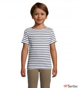 Camiseta niños cuello redondo a  rayas personalizable