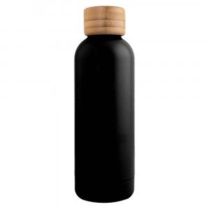 Botella termo negra de acero 500 ml. publicitaria