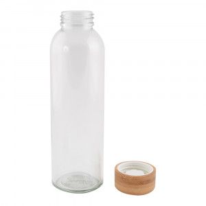 Botella de cristal con tapn de bamb 500 ml.