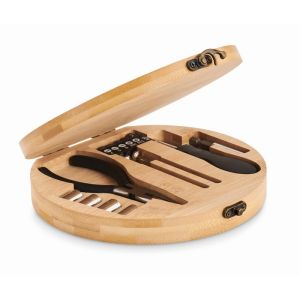 Estuche circular de herramientas en caja de bamb personalizado