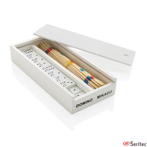 Juego Mikado-Domino en caja de madera promocional