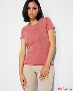 Camiseta manga corta efecto jeans mujer personalizada