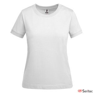 Camiseta mujer de algodn blanca manga corta personalizada