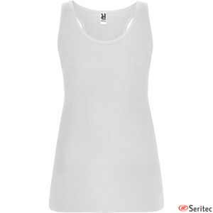 Camiseta blanca nio tirantes espalda nadadora personalizada