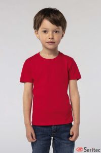 Camiseta de nio de punto liso con cuello redondo personalizable