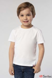 Camiseta blanca nios cuello redondo personalizable