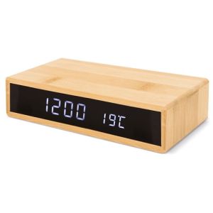 Reloj despertador con cargador inalmbrico y temperatura promocional