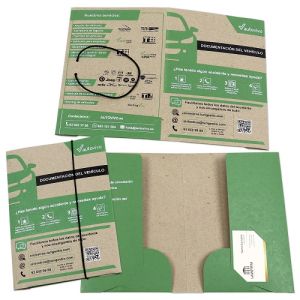 Carpeta para vehculo personalizable de cartn reciclado con dos bolsillos
