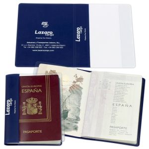 Funda de vinilo transparente para pasaportes promocional