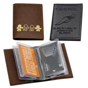 Portatarjetas de polipiel con 4 bolsillos promocionales