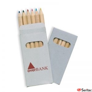 Cajita con 6 lápices de colores publicitarios