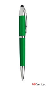 Bolígrafo con clip metálico, colores cromados y touch-screen