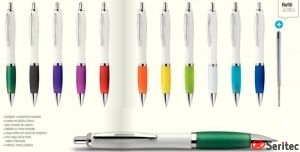 Boligrafo blanco con puntera color con aro publicitarios personalizados