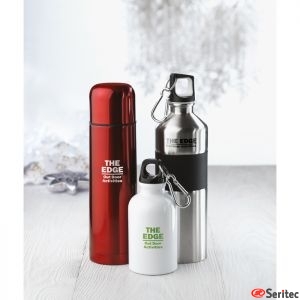 Botella de aluminio publicitaria con mosquetón