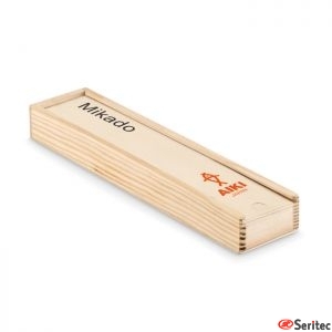 Mikado publicitario en caja de madera
