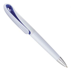 Bolígrafo con touch blanco con clip largo curvo de color