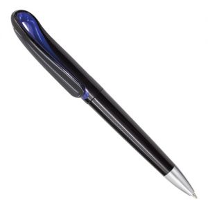 Bolígrafo negro con clip curvo de color