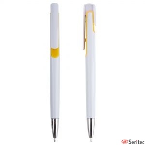 Bolígrafo blanco con original clip de colores