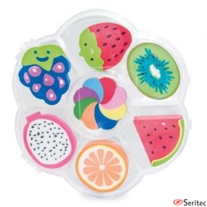 Set de gomas con forma de frutas para personalizar
