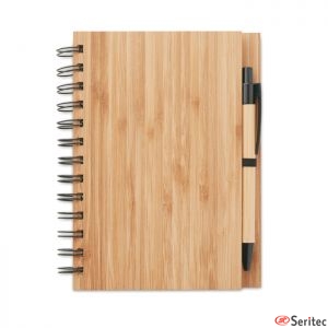 Libreta de bambú con bolígrafo personalizada