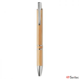 Bolígrafo de bambú con pulsador publicitario