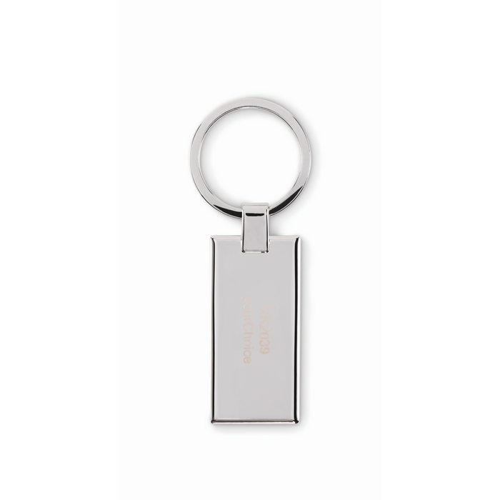 Llavero rectangular de aleación de zinc con impresión a todo color en doming