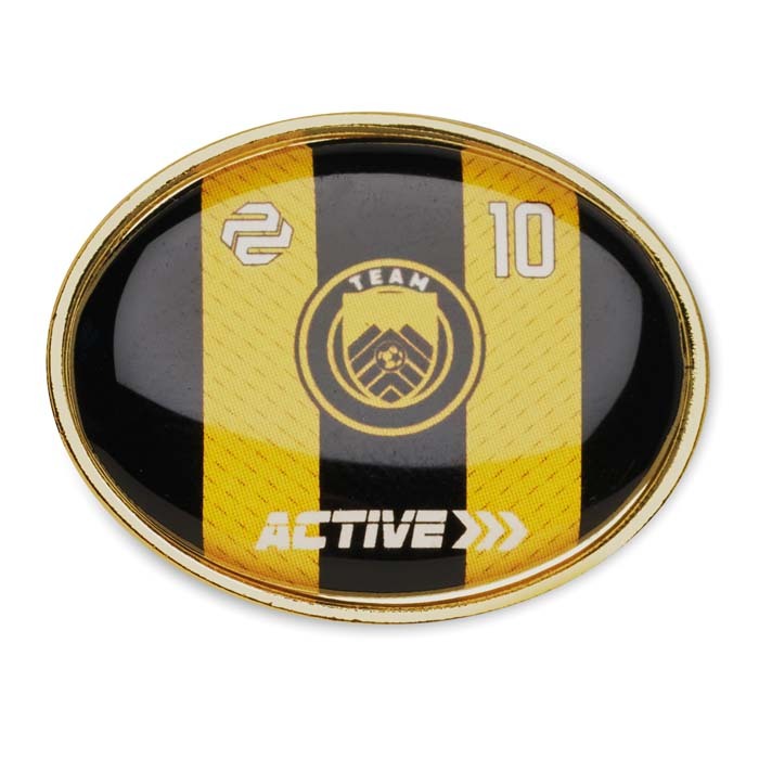 Pin fabricado en metal con doming ovalado