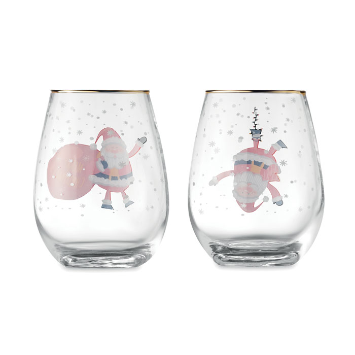 Vasos navideños con borde dorado personalizados