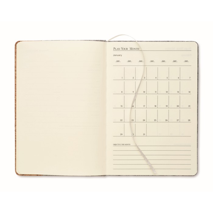Libreta A5 con tapa de corcho y fieltro