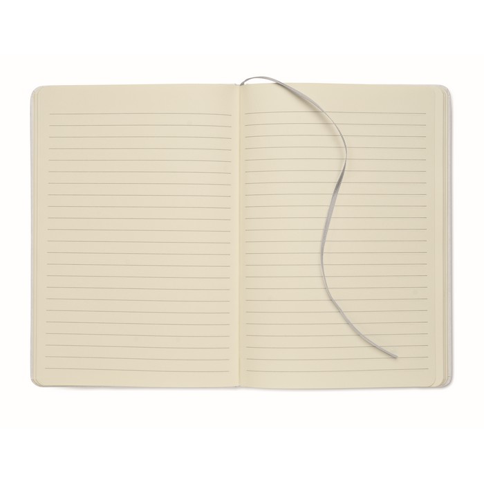 Libreta A5 con tapas duras blancas reciclada con elástico