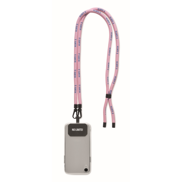Cordón porta móvil personalizado a todo color fabricado en poliéster