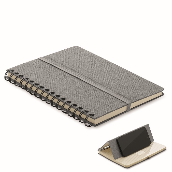 Libreta A5 con tapas con función soporte de móvil