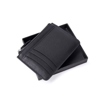 Cartera tarjetero de piel auténtica con cremallera