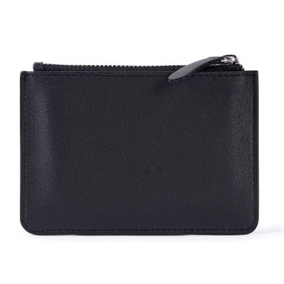 Cartera tarjetero de piel auténtica con cremallera