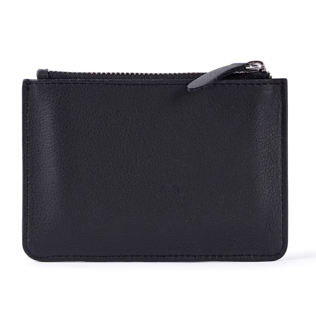 Cartera tarjetero de piel auténtica con cremallera