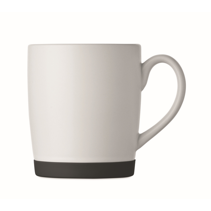 Taza de cerámica blanca mate con base de silicona