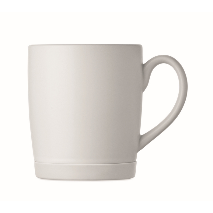 Taza de cerámica blanca mate con base de silicona