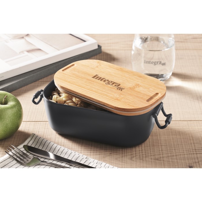 Fiambrera premium con tapa de madera