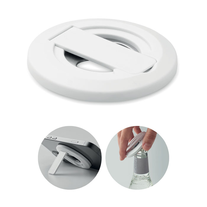 Soporte magnético para teléfono con abrebotellas