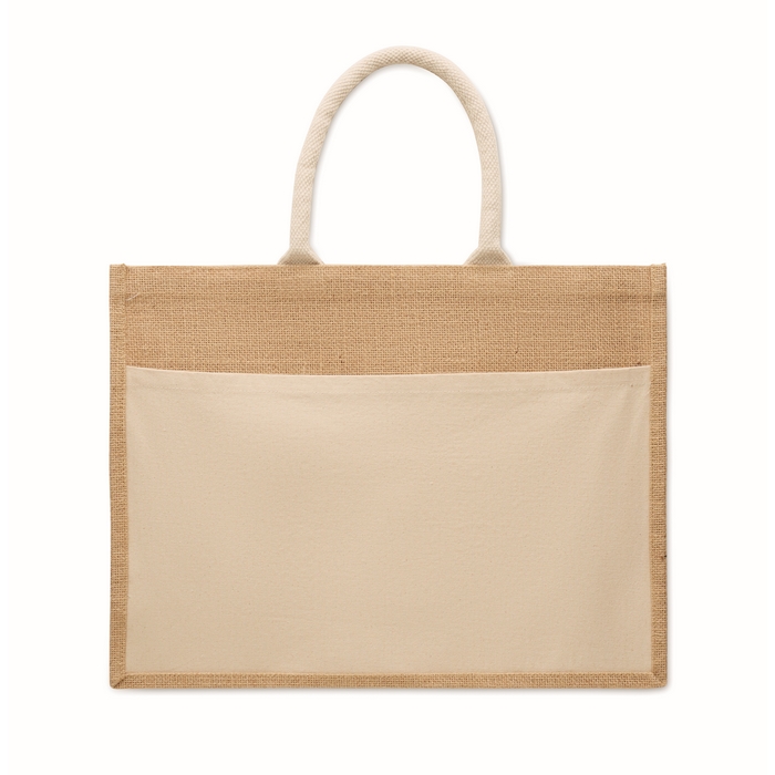 Bolsa d yute con bolsillo frontal de algodón