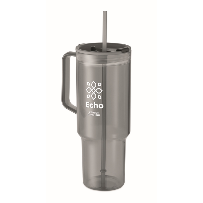 Vaso tipo stanley con tapa y pajita