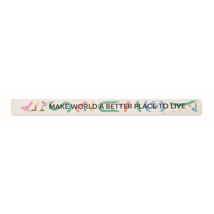 Pulsera publicitaria fabricada en papel reciclado con semillas