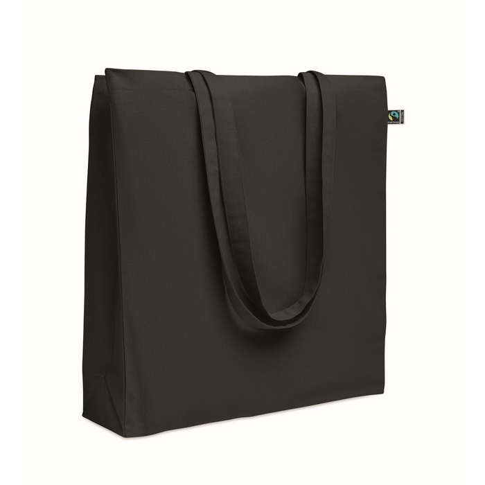 Bolsa de algodón fairtrade con fuelle y asas largas