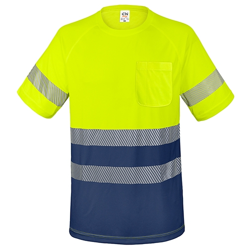 Camiseta alta visibilidad bicolor elástica
