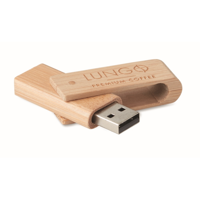 Memoria USB de Bambú con Clip Giratorio 1–64 GB