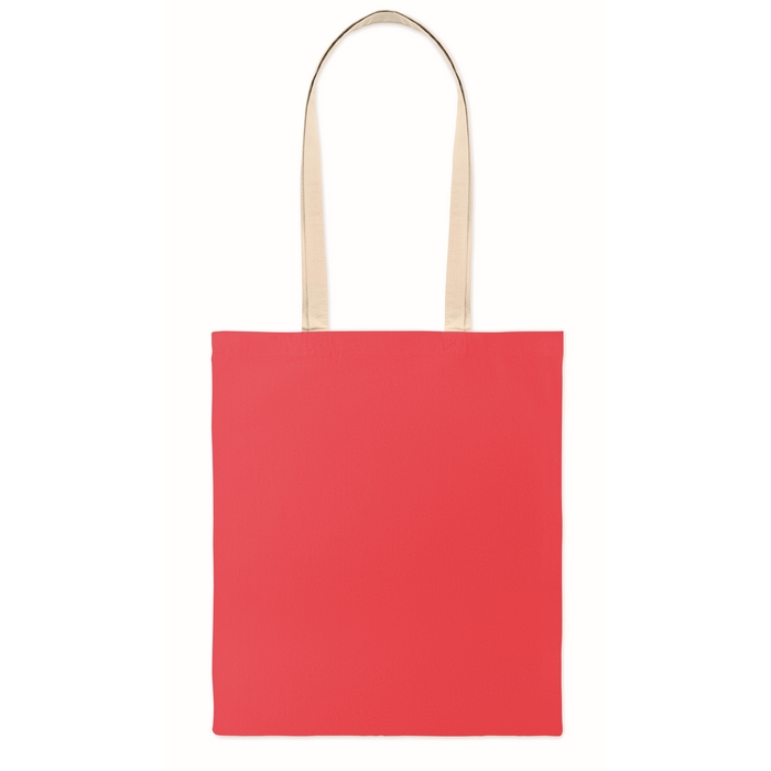 Bolsa de algodón bicolor con asas largas naturales