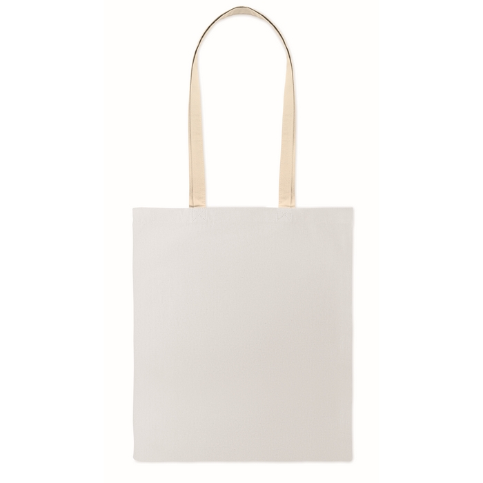 Bolsa de algodón bicolor con asas largas naturales