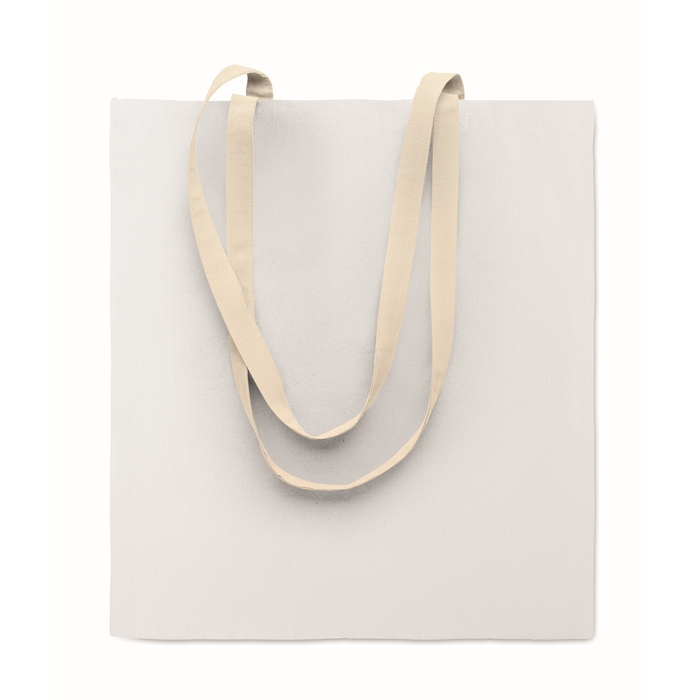 Bolsa de algodón bicolor con asas largas naturales