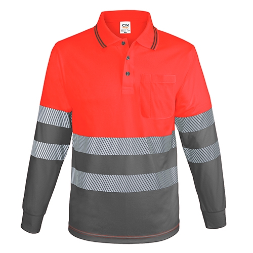 Polo largo bicolor alta visibilidad elástica